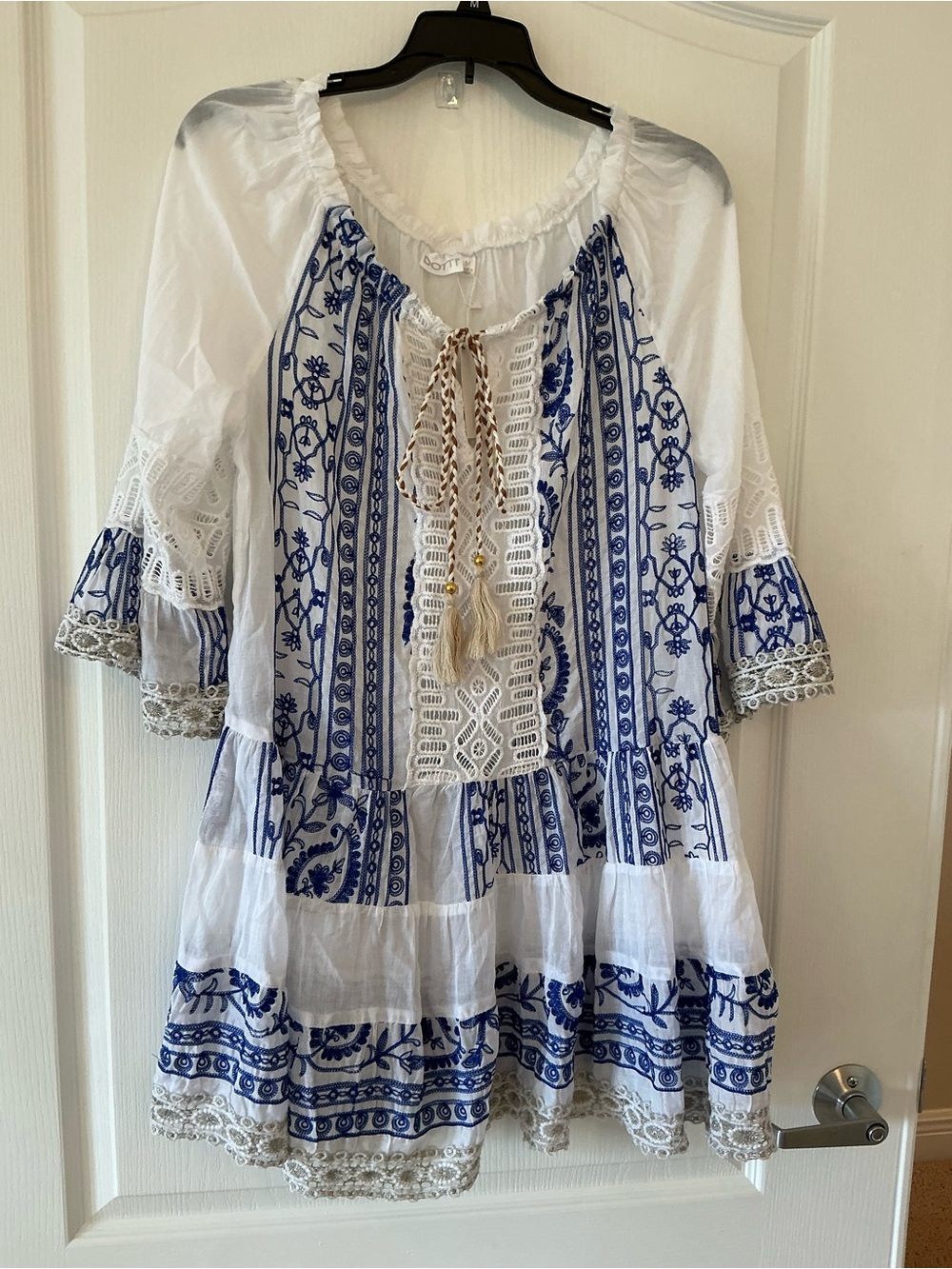 Dotti embroidered crochet eyelet lace tiered cover-up dress AMERICANA
